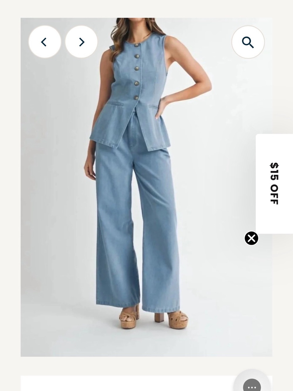 Light Blue Sleeveless Wide-Leg Jumpsuit